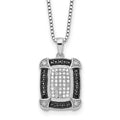 White Night Sterling Silver Rhodium-plated Black and White Diamond 18 Inch Necklace with 2 Inch Extender