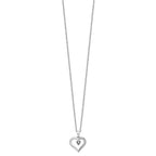 White Night Sterling Silver Rhodium-plated Black and White Diamond Heart 18 Inch Necklace with 2 Inch Extender