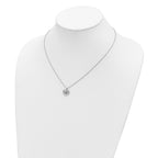 White Night Sterling Silver Rhodium-plated Black and White Diamond Heart 18 Inch Necklace with 2 Inch Extender