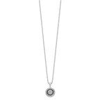 White Night Sterling Silver Rhodium-plated Black and White Diamond Circle Pendant 18 Inch Necklace with 2 Inch Extender