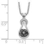 White Night Sterling Silver Rhodium-plated Black Diamond Love Knot 18 Inch Necklace with 2 Inch Extender