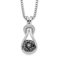 White Night Sterling Silver Rhodium-plated Black Diamond Love Knot 18 Inch Necklace with 2 Inch Extender