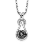 White Night Sterling Silver Rhodium-plated Black Diamond Love Knot 18 Inch Necklace with 2 Inch Extender