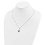 White Night Sterling Silver Rhodium-plated Black and White Diamond Double Teardrop 18 Inch Necklace with 2 Inch Extender