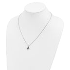 White Night Sterling Silver Rhodium-plated Black and White Diamond 18 Inch Necklace with 2 Inch Extender
