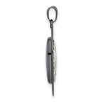 Sterling Silver Black Ceramic-plated Crystal Heart Pendant