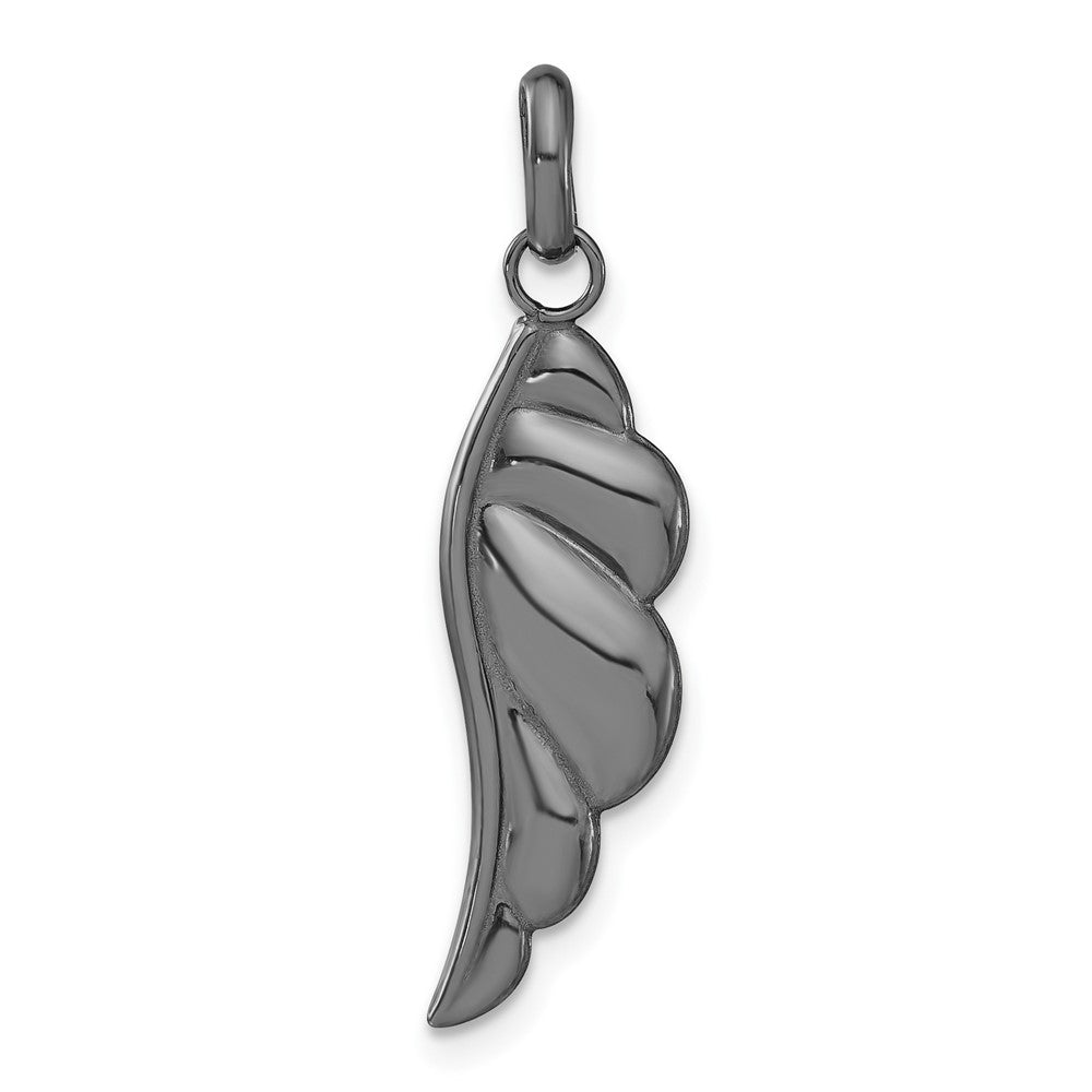 Sterling Silver Black Ceramic Red Crystal Wing Pendant
