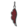 Sterling Silver Black Ceramic Red Crystal Wing Pendant
