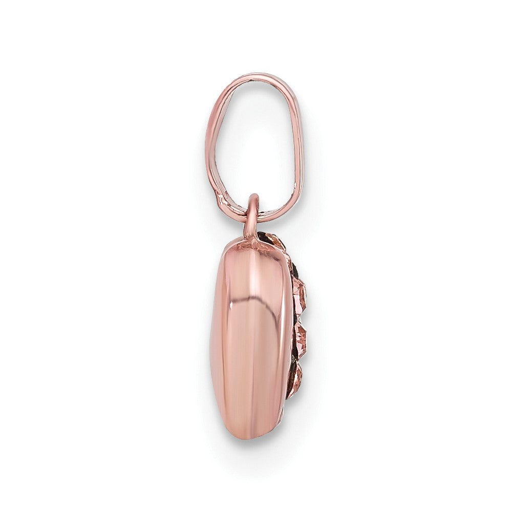 Sterling Silver Rose-tone Ceramic-plated Crystal Heart Pendant