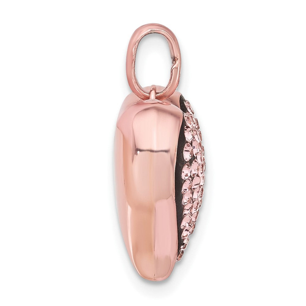 Sterling Silver Rose-tone Ceramic-plated Crystal Heart Pendant
