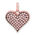 Sterling Silver Rose-tone Ceramic-plated Crystal Heart Pendant