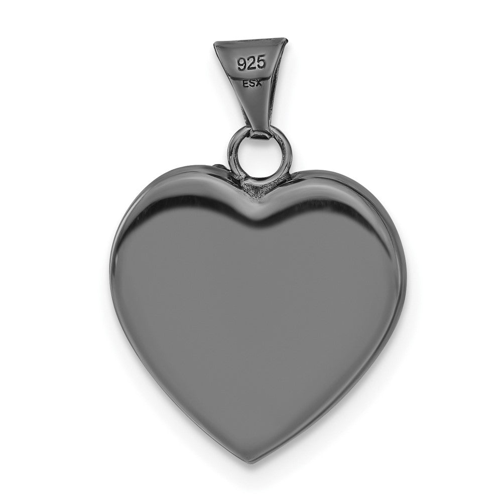 Sterling Silver Black Ceramic Red Crystal Heart Pendant