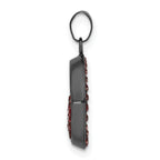 Sterling Silver Black Ceramic Red Crystal Heart Circle Pendant
