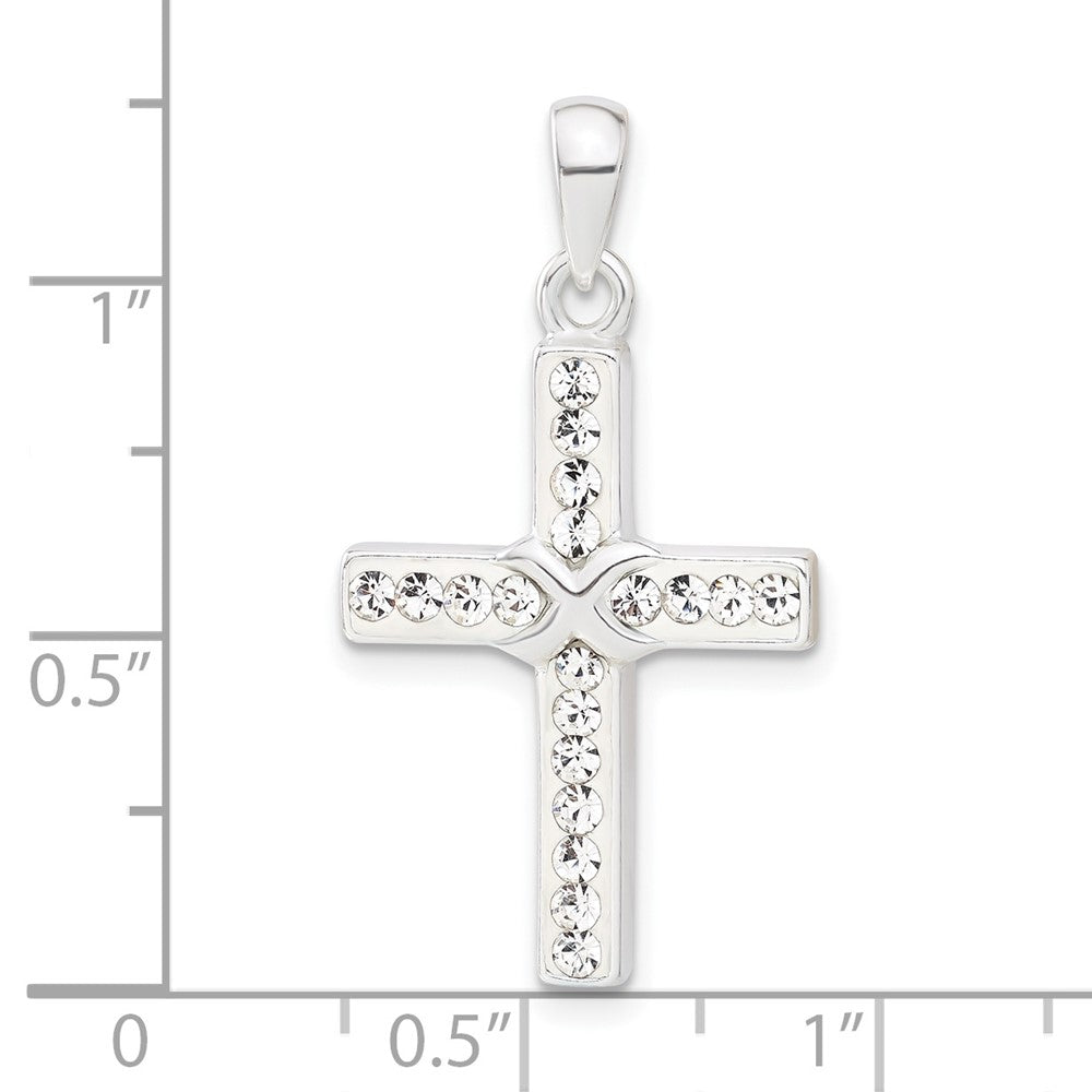 Sterling Silver Stellux Crystal and White Cross Pendant