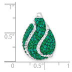 Sterling Silver Green & White Stellux Crystal Teardrop Slide