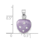 Sterling Silver Rhodium-Plated Stellux Crystal Purple Heart Pendant