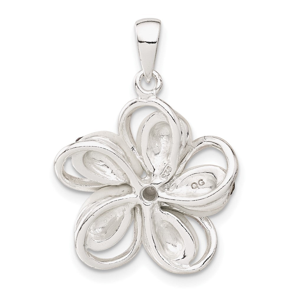 Sterling Silver Pink and White Stellux Crystal Flower Pendant