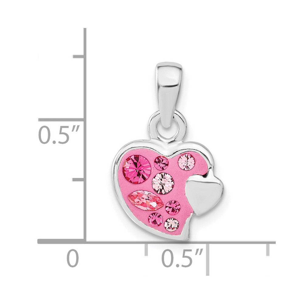 Sterling Silver Pink Stellux Crystal Heart Pendant