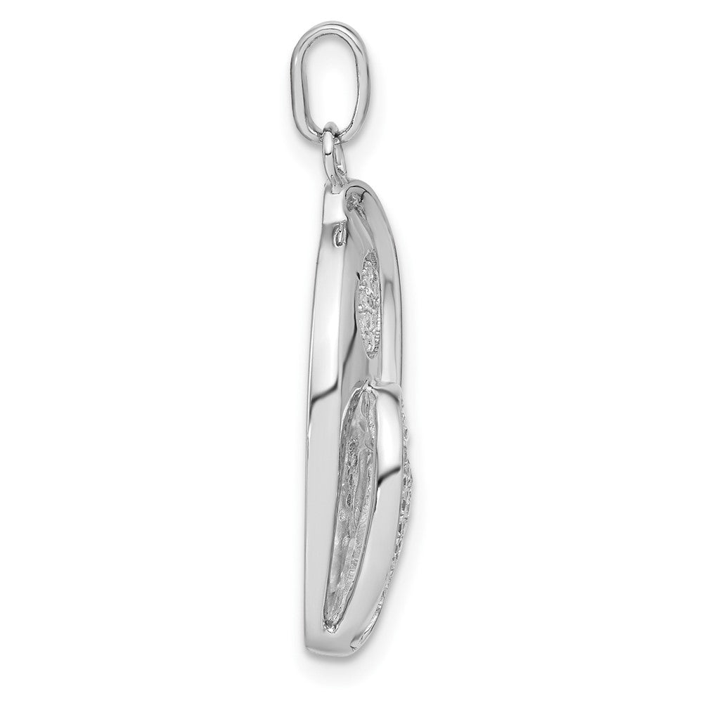 Sterling Silver Micro Pav‚ CZ Fancy Heart Leaf Oval Pendant