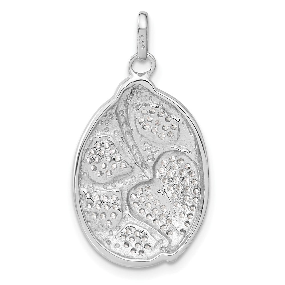 Sterling Silver Micro Pav‚ CZ Fancy Heart Leaf Oval Pendant