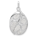 Sterling Silver Micro Pav‚ CZ Fancy Heart Leaf Oval Pendant