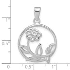 Sterling Silver Polished Flower Circle Pendant