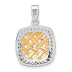 Sterling Silver & Gold-plated CZ Woven Square Pendant