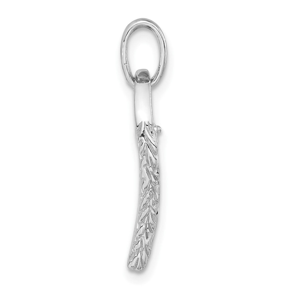 Sterling Silver Rhodium-plated CZ Leaf Pendant