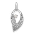 Sterling Silver Rhodium-plated CZ Leaf Pendant