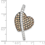 Sterling Silver w/ Black Rhodium Champagne & Clear CZ Heart Pendant