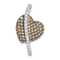 Sterling Silver w/ Black Rhodium Champagne & Clear CZ Heart Pendant