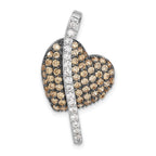 Sterling Silver w/ Black Rhodium Champagne & Clear CZ Heart Pendant
