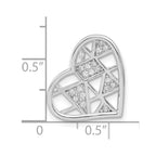 Sterling Silver Rhodium Plated CZ Heart Slide