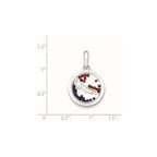Sterling Silver Rhodium-plated High Heel Shoe & Floating Beads Pendant