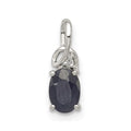 Sterling Silver Rhodium Plated Diamond & Sapphire Oval Pendant