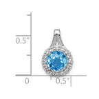 Sterling Silver Rhodium White Topaz & Lght Sw. Blue Topaz Circle Pendant
