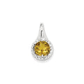 Sterling Silver White Topaz & Whiskey Quartz Circle Pendant