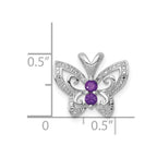 Sterling Silver Rhodium-plated Amethyst & Diamond Pendant