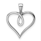 Sterling Silver Rhodium Diam. Heart Pendant
