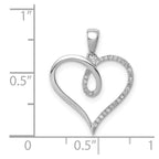 Sterling Silver Rhodium Diam. Heart Pendant