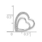 Sterling Silver Rhodium Plated Diamond Double Heart Pendant