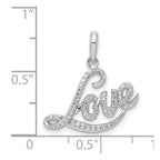 Sterling Silver Rhodium Plated Diamond Love Pendant