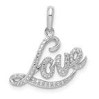 Sterling Silver Rhodium Plated Diamond Love Pendant
