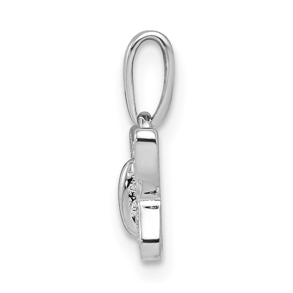 Sterling Silver Rhodium Plated Diamond Butterfly Pendant