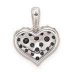 Sterling Silver Rhodium Diam. & Sapphire Heart Pendant