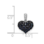 Sterling Silver Rhodium Diam. & Sapphire Heart Pendant