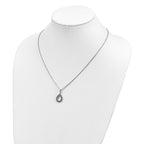 White Night Sterling Silver Rhodium-plated Blue and White Diamond Teardrop 18 Inch Necklace with 2 Inch Extender