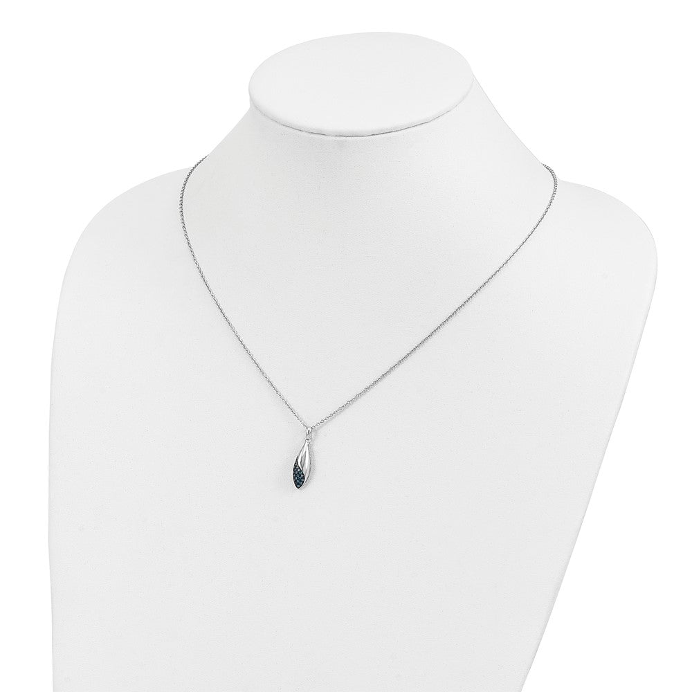 White Night Sterling Silver Rhodium-plated Blue Diamond 18 inch Necklace with 2 Inch Extender