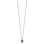 White Night Sterling Silver Rhodium-plated White and Black Diamond Heart 18 Inch Necklace with 2 Inch Extender
