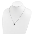 White Night Sterling Silver Rhodium-plated White and Black Diamond Heart 18 Inch Necklace with 2 Inch Extender